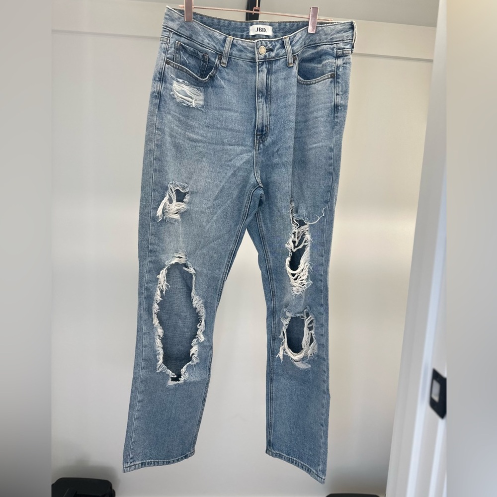 JBD Light Blue Distressed Mom Jeans